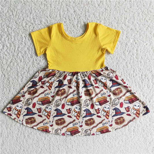 B15-1 girls dress short sleeve cartoon print