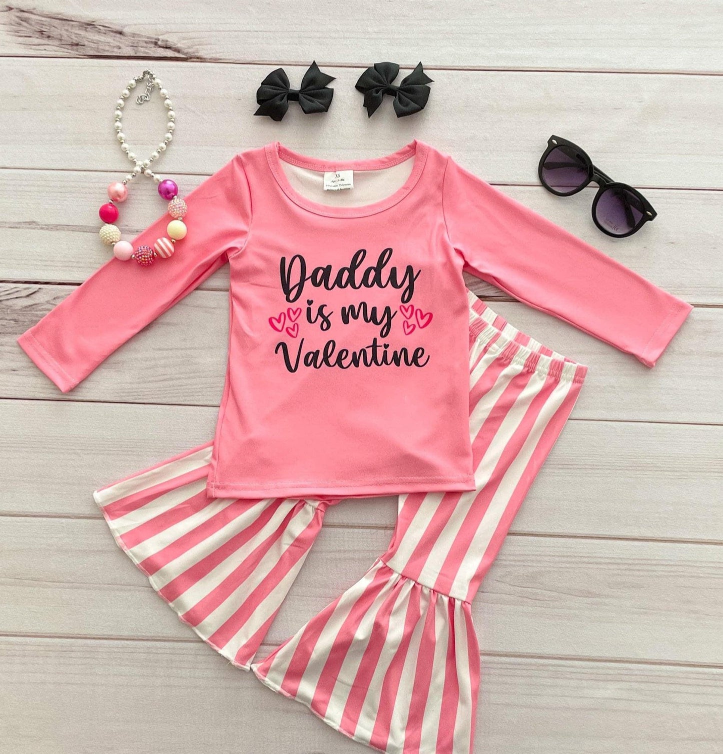 daddy Valentine's Day pink stripe outfits