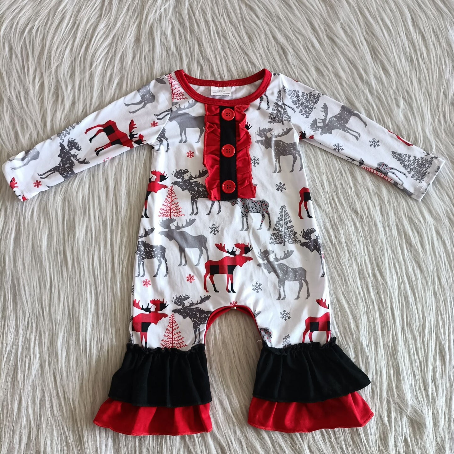 Christmas romper deer button print