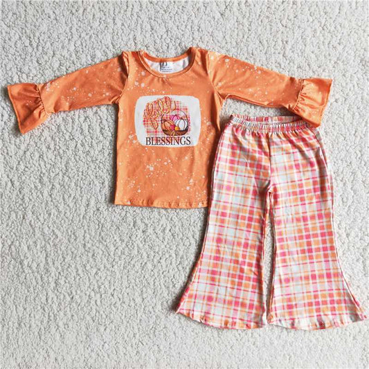 RTS NO MOQ（In Stock) 6 A18-19 BLESSINGS Pumpkin Plaid Long Sleeve Suit