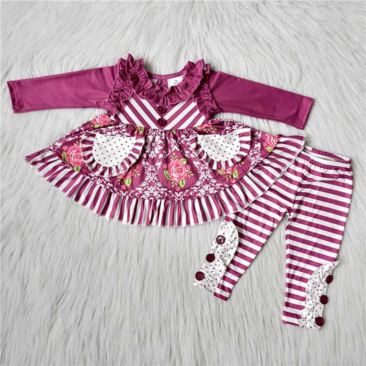 striped pants girl's pocket outfit