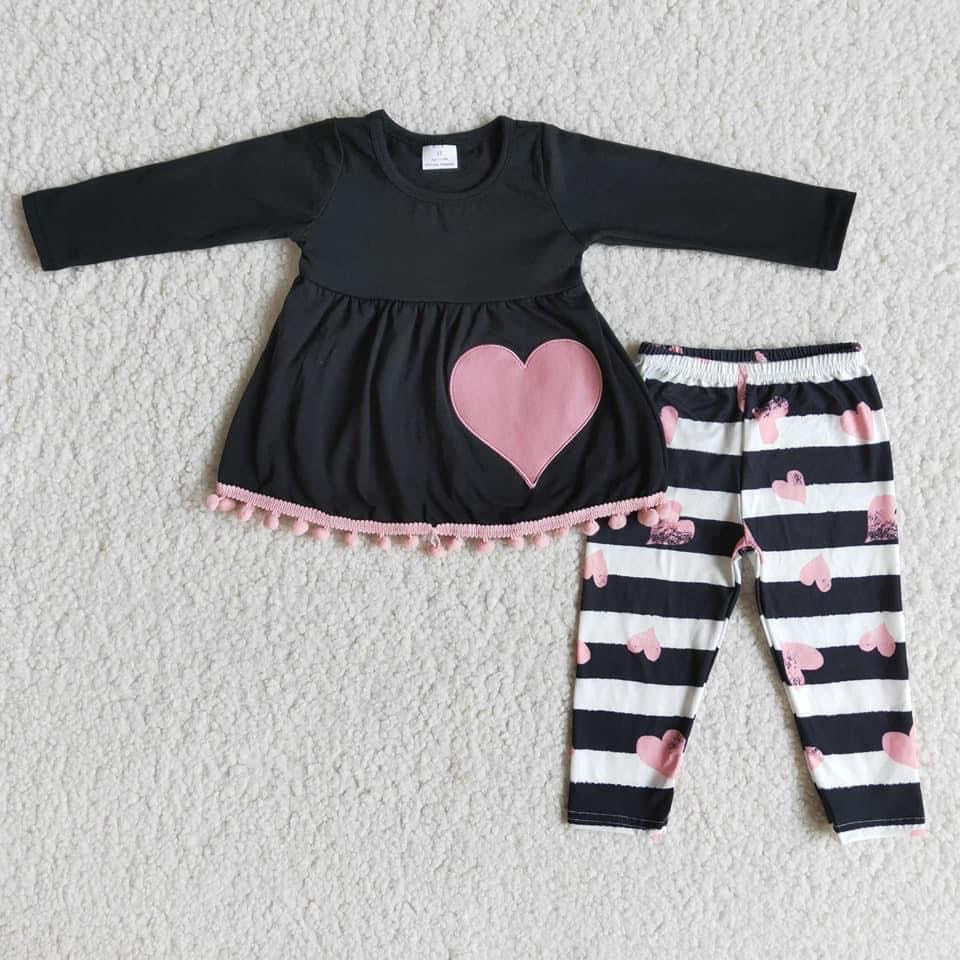 love Valentine's Day cotton with embriobery   milk silk pants outfits