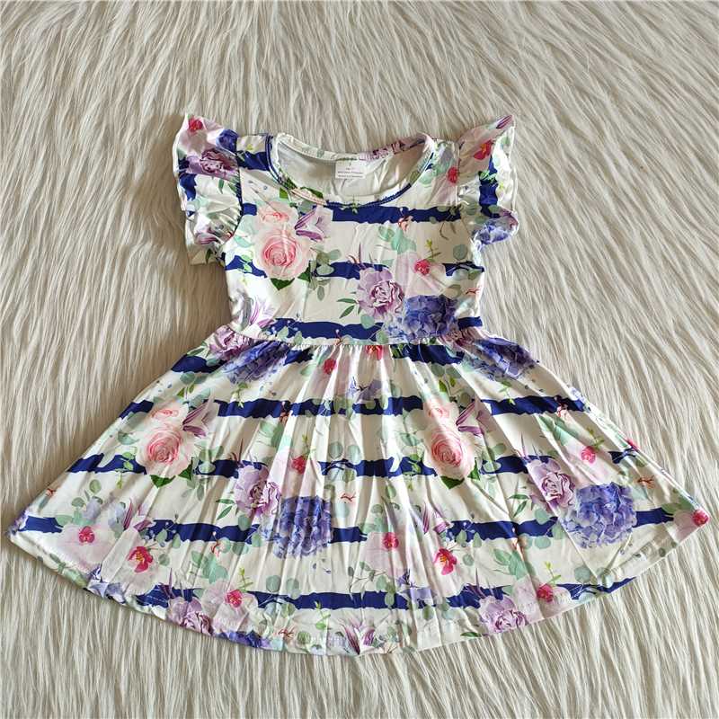 flying dress big skirt flowers print