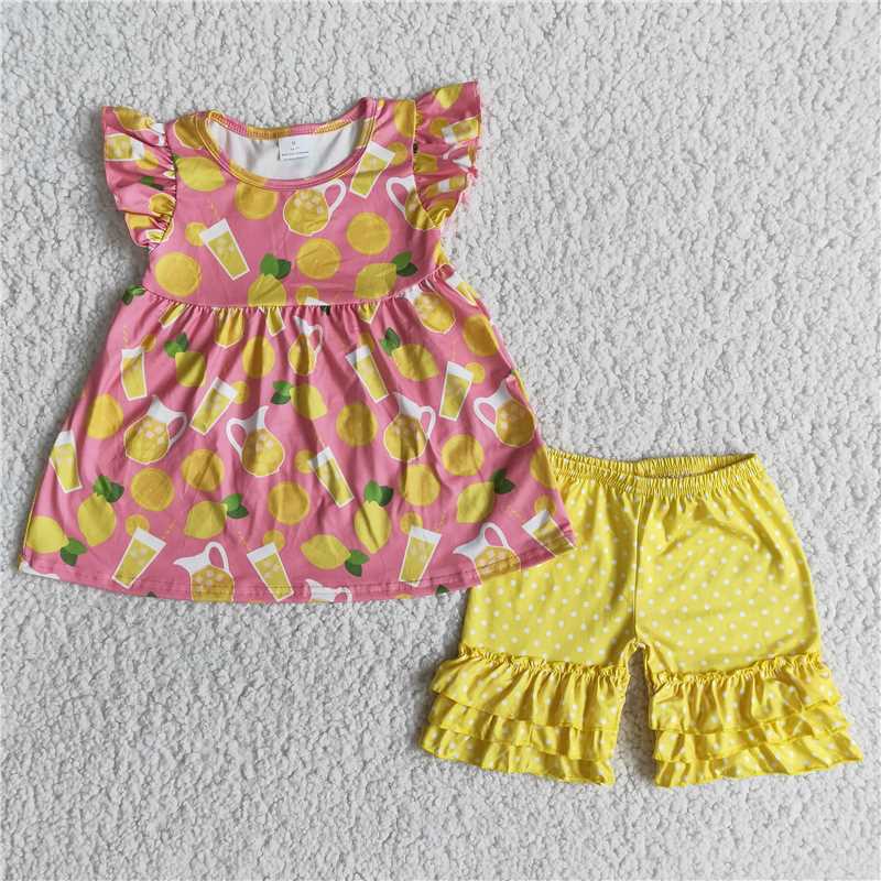 D12-16 Lemon Cup Dot Pants Set