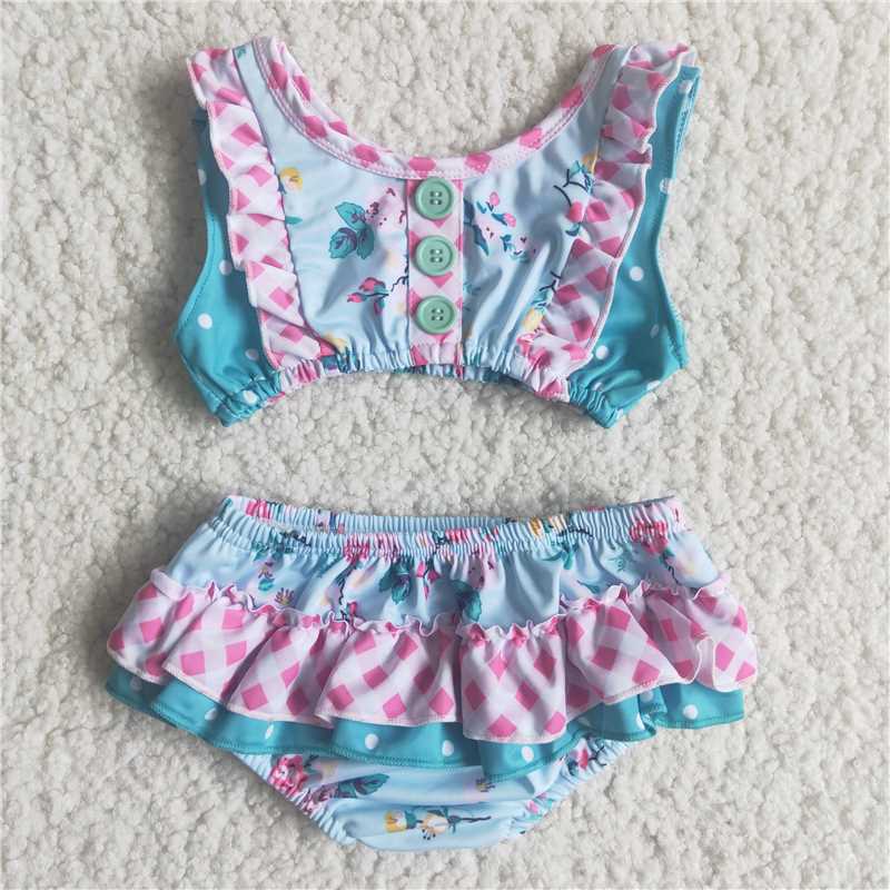 A6-4 2 pcs sleeveless swimsuit girl's outfit