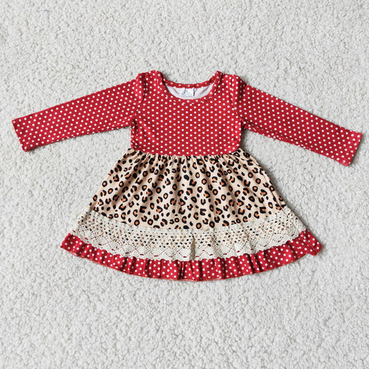 red polka dots leopard print dress