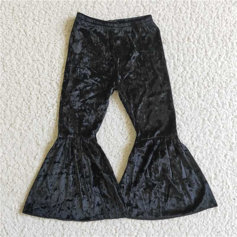 C3-12 black velvet flared pants