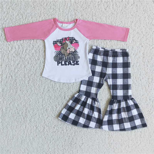 bull's head pattern girl's children outfit