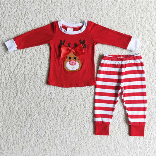 Christmas red deer print pants set