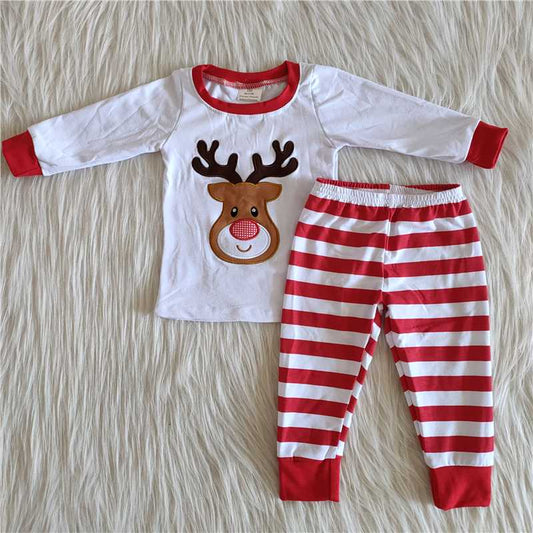 Christmas white deer print pants set