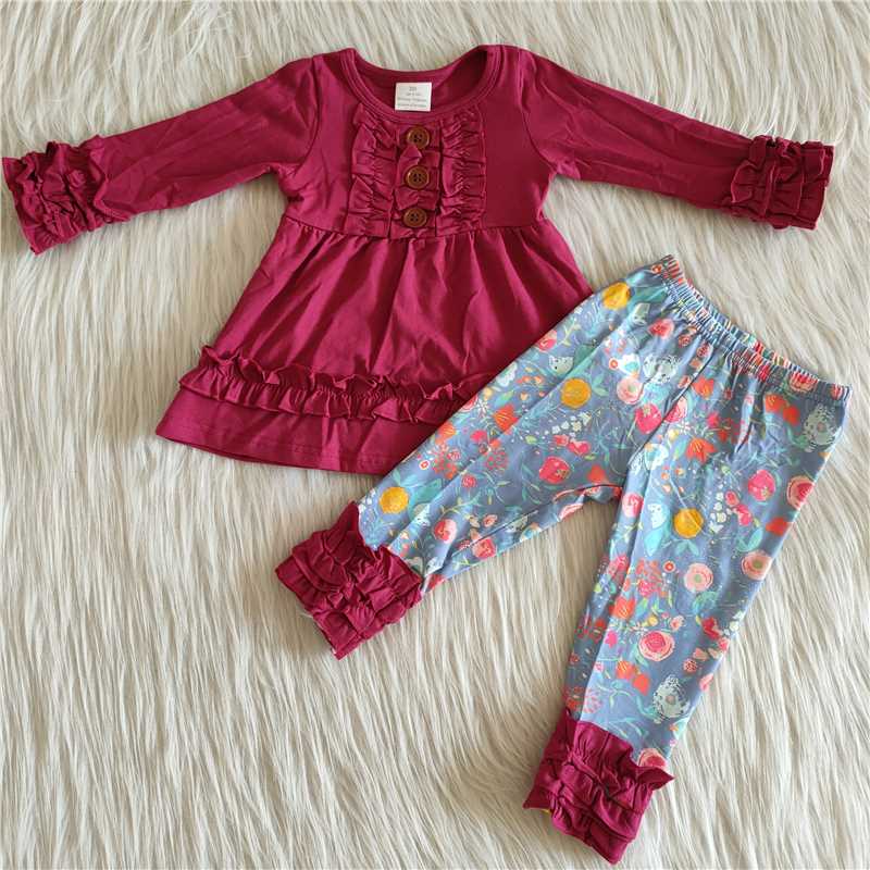 dark red lace dress top flowers pants set