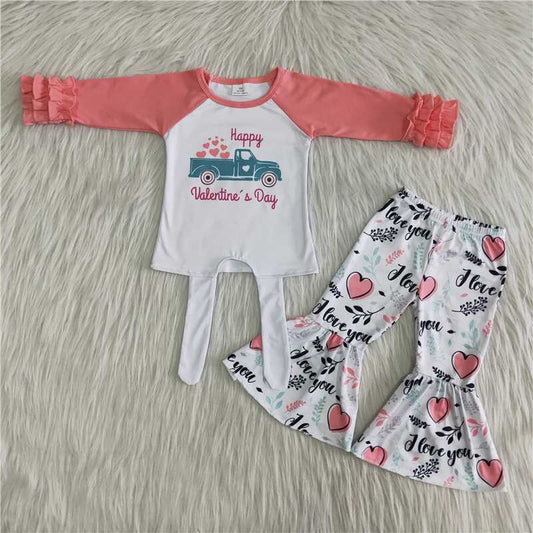 happy truck love design long sleeve pants set