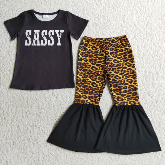 sassy black top with Leopard print pants