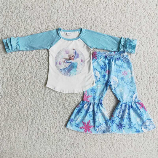 RTS NO MOQ（In Stock) 6 A26-28 girls outfit long sleeve and long pants cartoon print