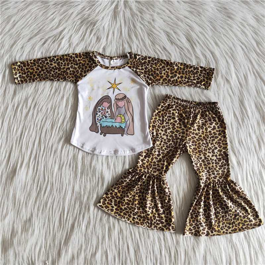 Jesus leopard design long sleeve pants set