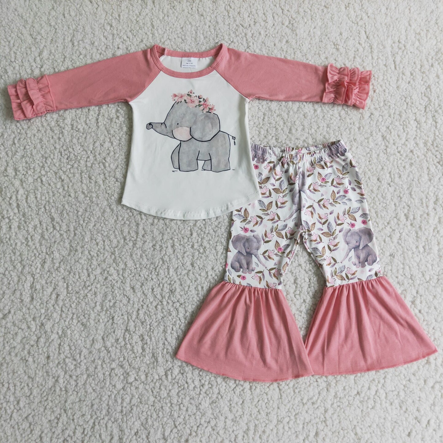 elephants flowers print pink pants set