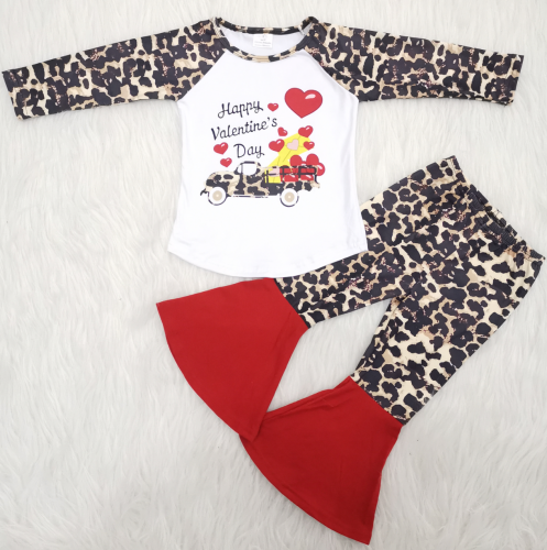 happy Valentine's day love truck design long sleeve pants set