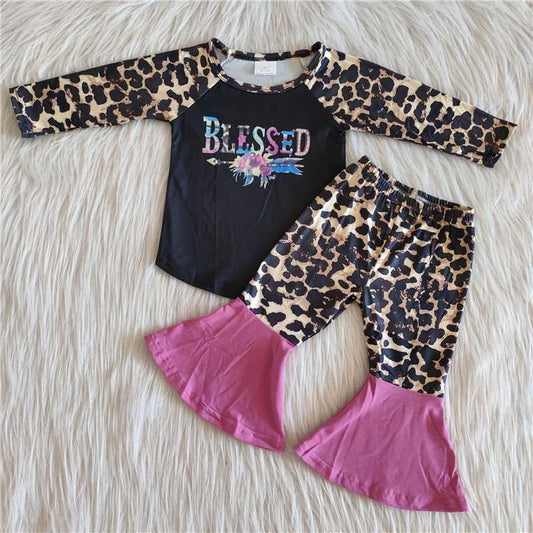 rts no moq 6A14-12 blessed leopard design long sleeve pants set