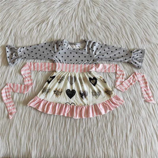 Valentine love long sleeve dress with belt