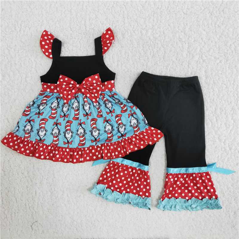 Seuss white polka dot lace skirt bow pants