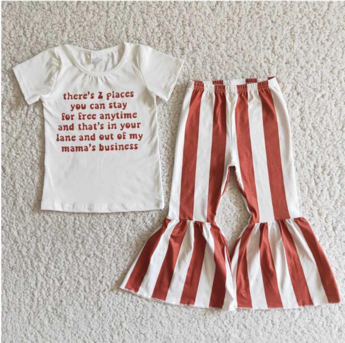 Thanksgiving Lettering Stripe Flare Pants Outfit