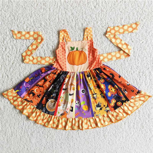 B8-1 Yellow Pumpkin Strap Dress