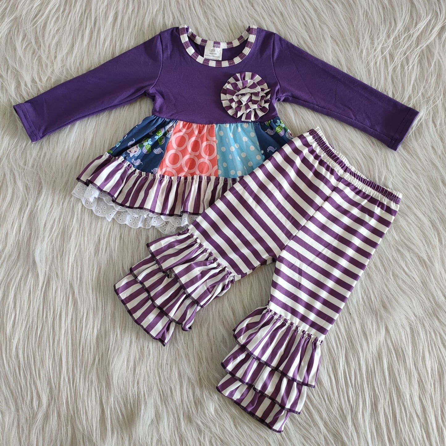 purple striped pants children outfit