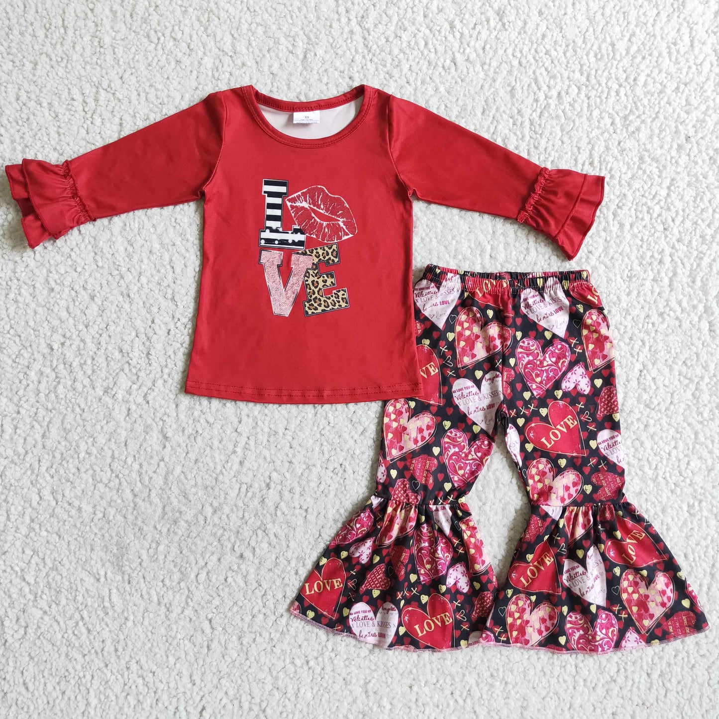 6 A2-14 Kids girl clothing set Valentine day festival clothes  girl outfits long sleeve long pants