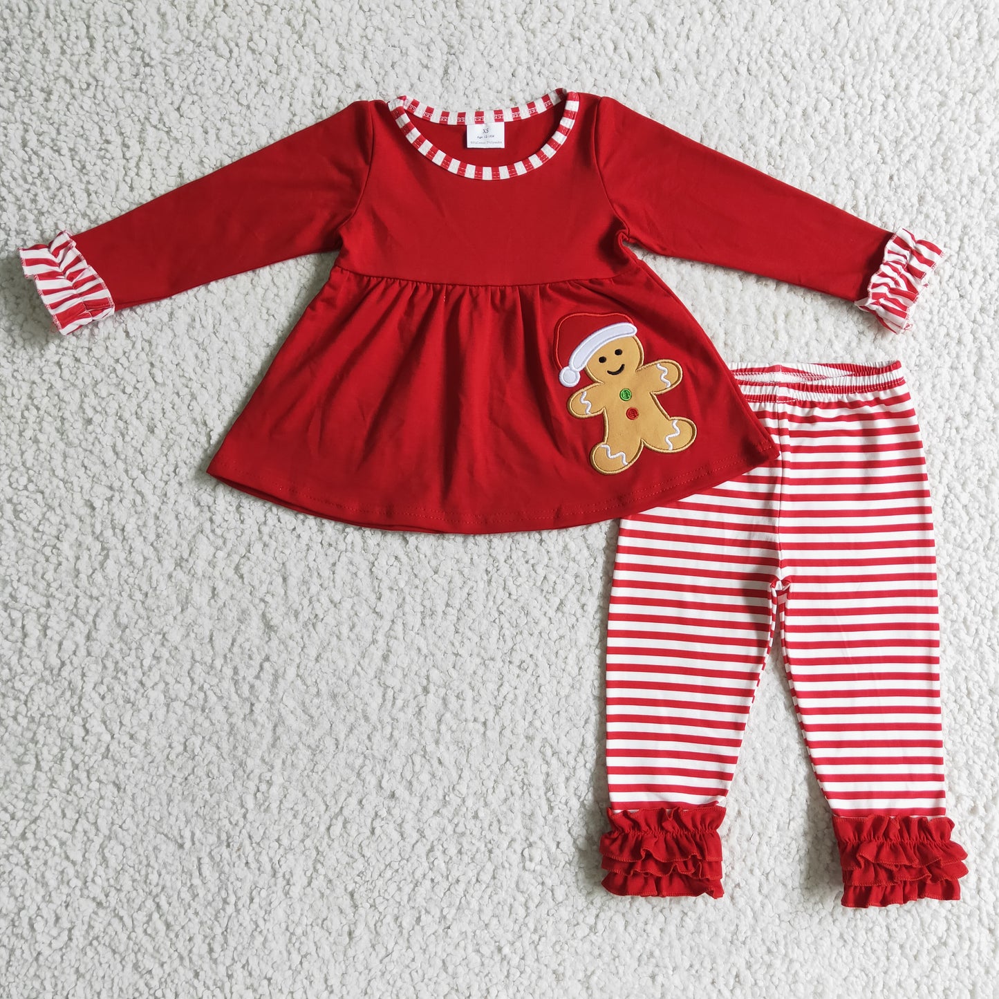 GLP0296 Girls Outfit Gingerbread Print Trousers Christmas Boutique Set
