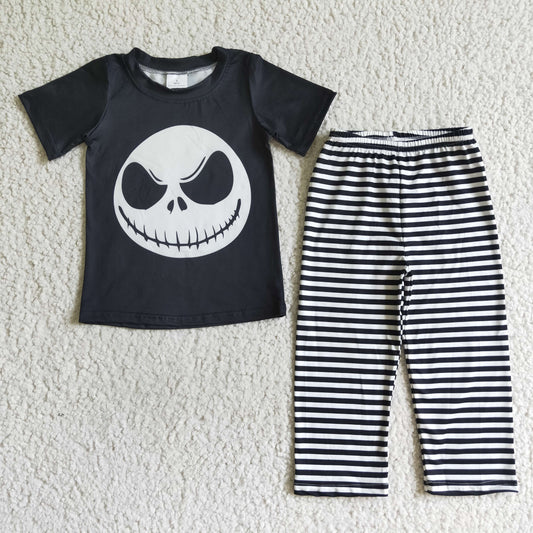 BSPO0025 boy halloween clothes  short sleeves long pants cartoon print baby clothing boy's outfit milk silk