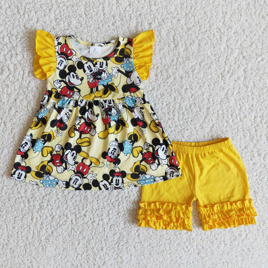 yellow short sleeve pants set