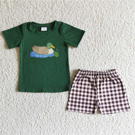 BSSO0007  Baby boys cartoon  print short sleeve short pants milk silk kids summer outfit
