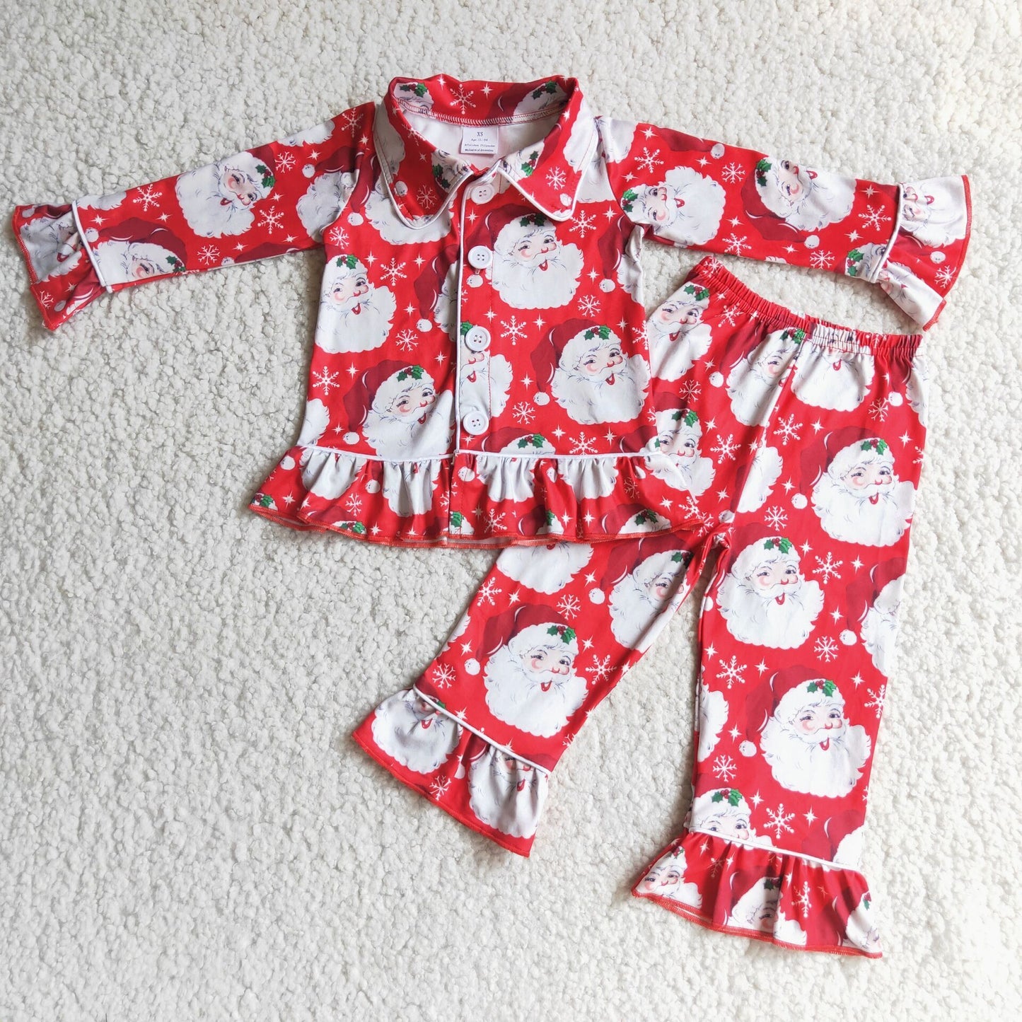 Christmas santa design girl pajamas sets