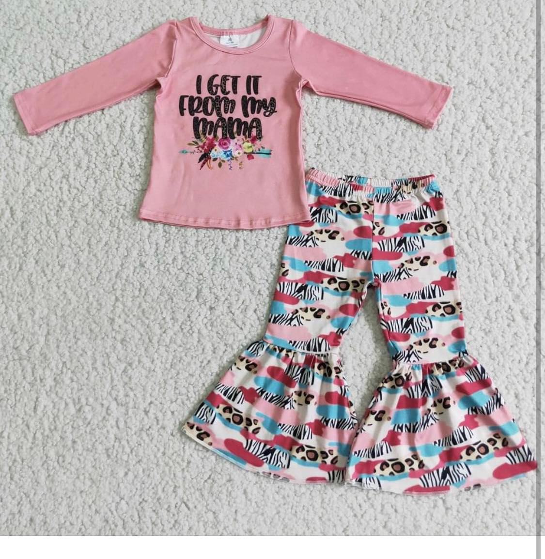 girls outfit long sleeve and long pants cartoon print