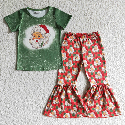 GSPO0182 kids clothing Girls Christmas Short Sleeve Top with pants Santa Claus