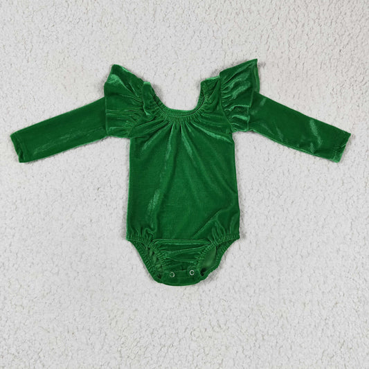 LR0212 gold velvet baby clothing green long sleeve bodysuit milk silk baby romper