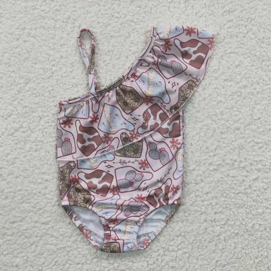 S0104 Cactus Flower Pink One-Piece Swimsuit