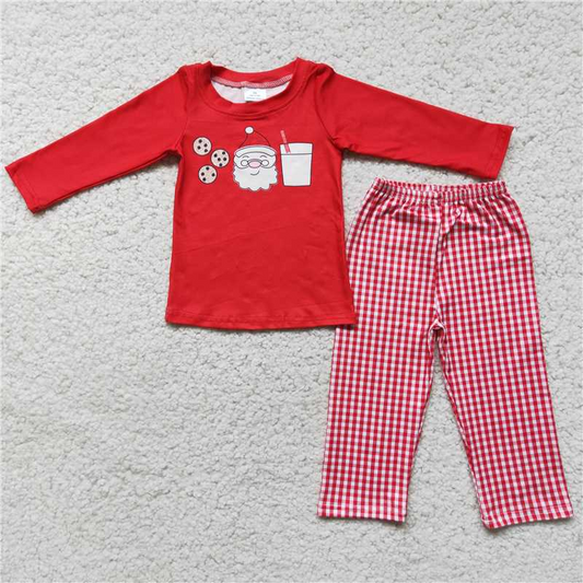 6 C11-3 2pcs pjs boy's red Christmas outfits