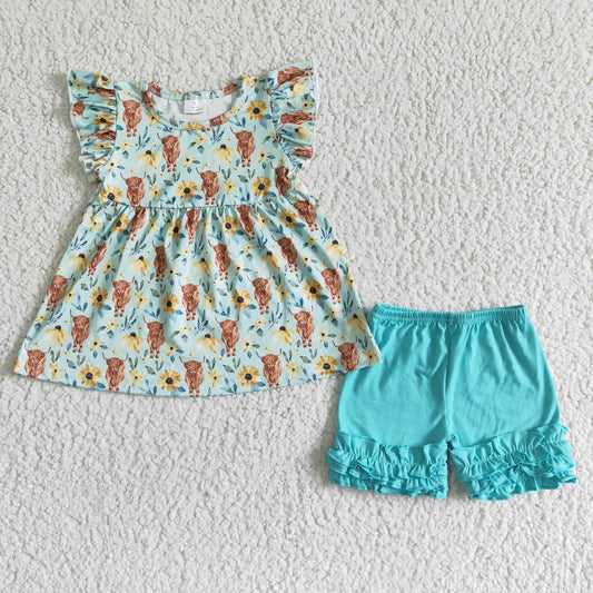 COW FABRIC TOP WITH SHORTS OUTFITS