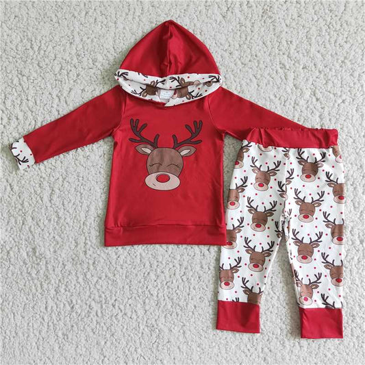 6 B1-24 2pcs black Christmas deer match boy's outfits