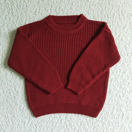 GT0035 girls clothing long sleeve claret sweater