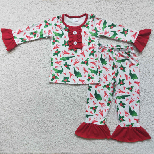 6 A2-27 2pcs long sleeve match girl's pjs outfits