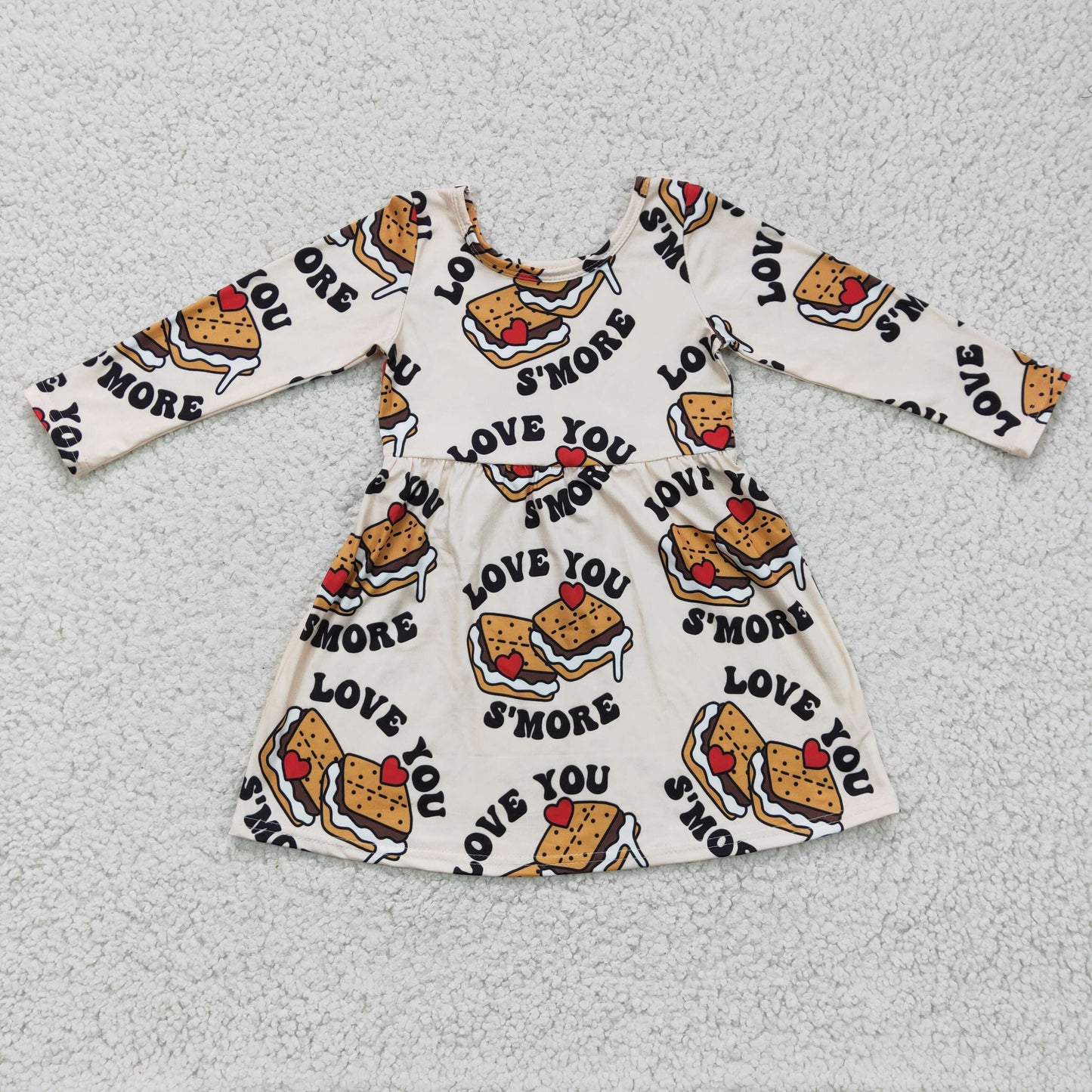 RTS NO MOQ ETA 5/7days Arrived GLD0168 Valentine's Day baby clothing long sleeve kids dresses for girls milk silk cake print