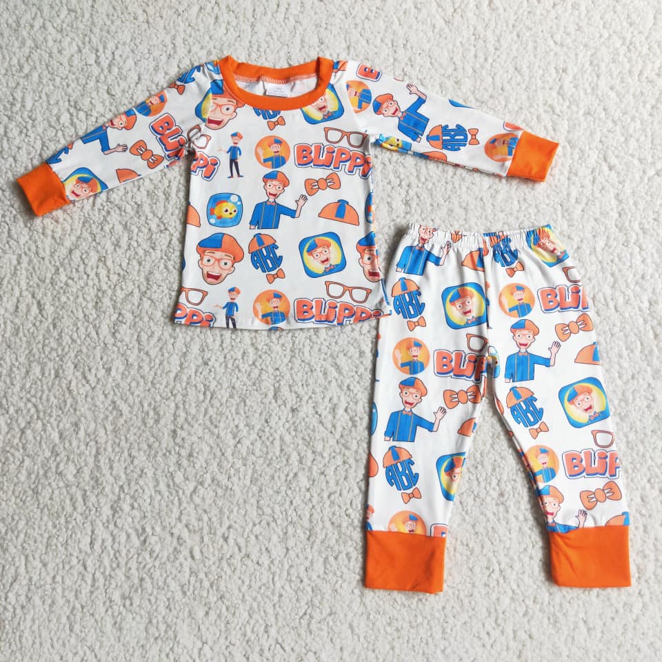 6 C8-21 2pcs pjs boy's orange outfits