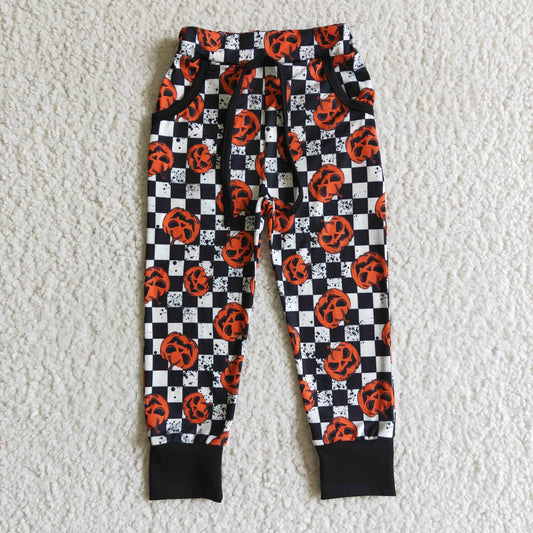 P0025 Girls Halloween Long Pants Pumpkin Print Pants