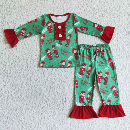 GLP0149 Girls outfit Christmas Long Sleeve Long Pants Pajamas