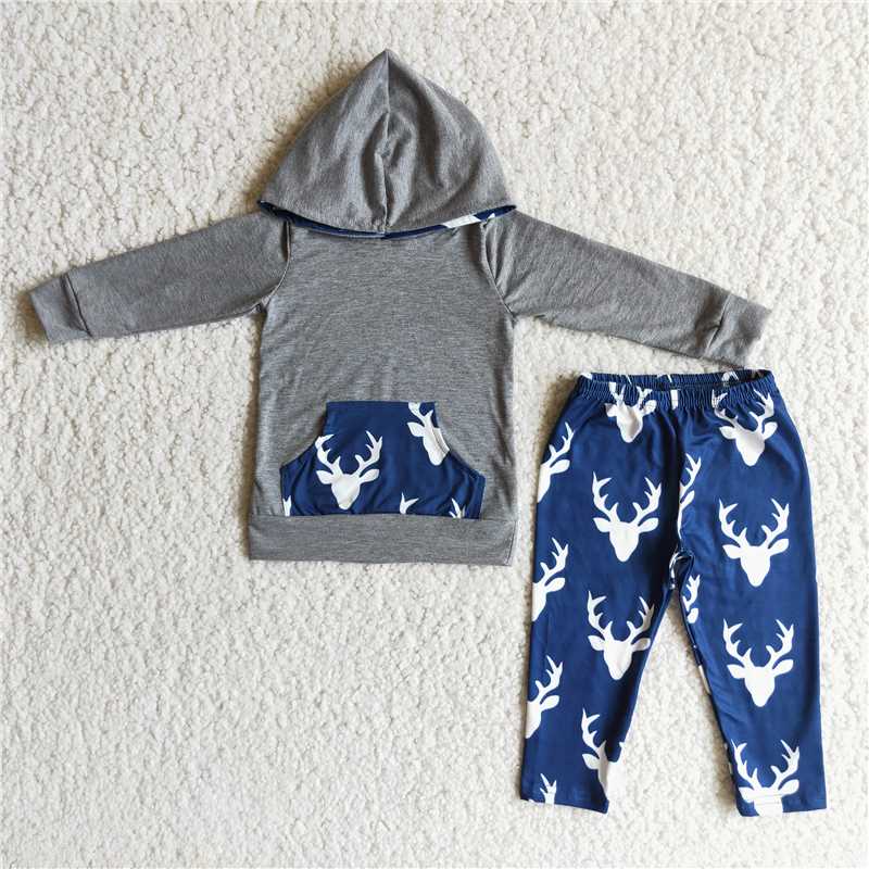 6 A15-11 Grey Hoodie and White Deer Head Suit