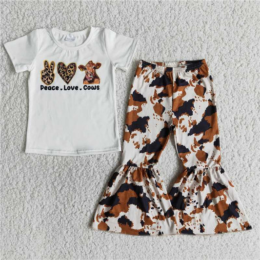 B10-16 cows short sleeve ink pattern trousers
