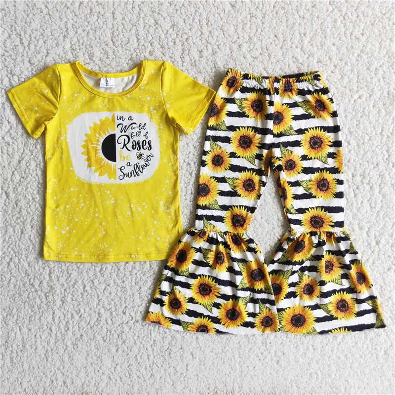 rts no moq C12-12 girls outfit long sleeve and long pants flower print