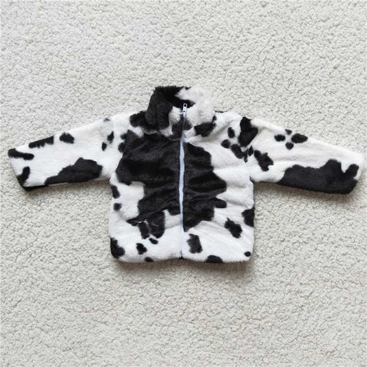 6 B0-19 kids fur coat black and white